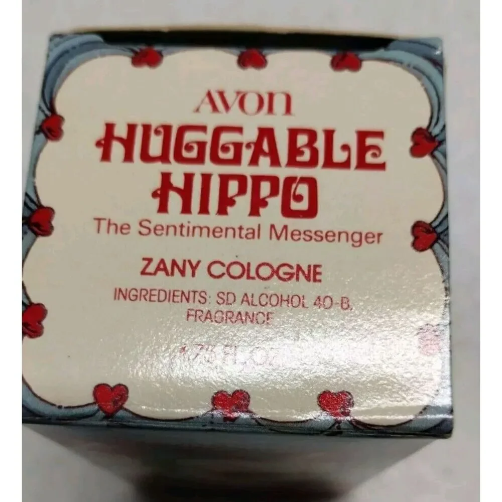Vintage AVON Huggable‎ Hippo Light Musk after Shave 1.75 oz. With Stickers & Box